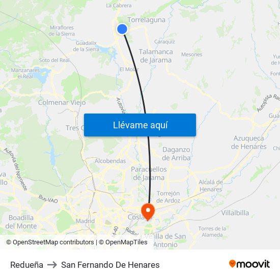 Redueña to San Fernando De Henares map
