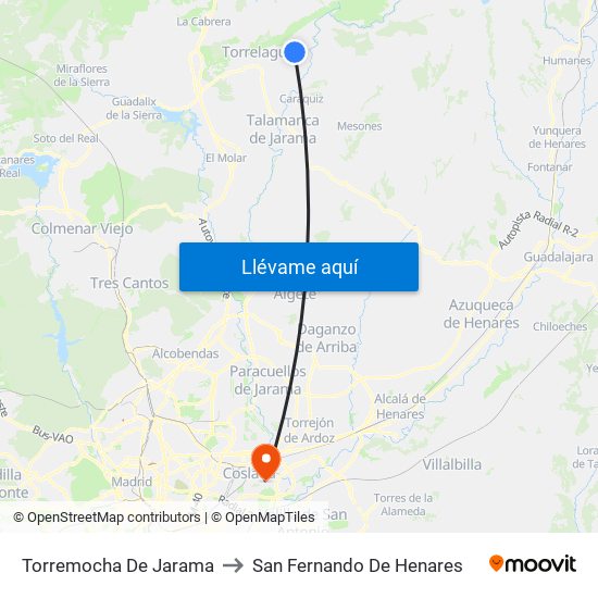 Torremocha De Jarama to San Fernando De Henares map