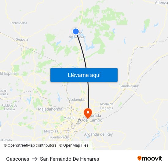 Gascones to San Fernando De Henares map