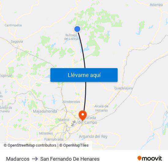 Madarcos to San Fernando De Henares map