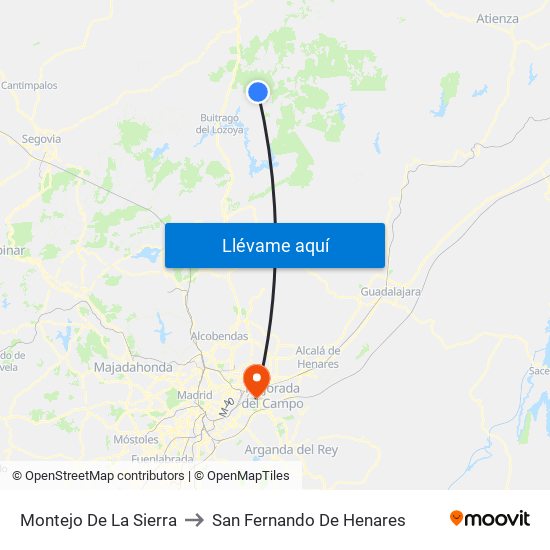 Montejo De La Sierra to San Fernando De Henares map