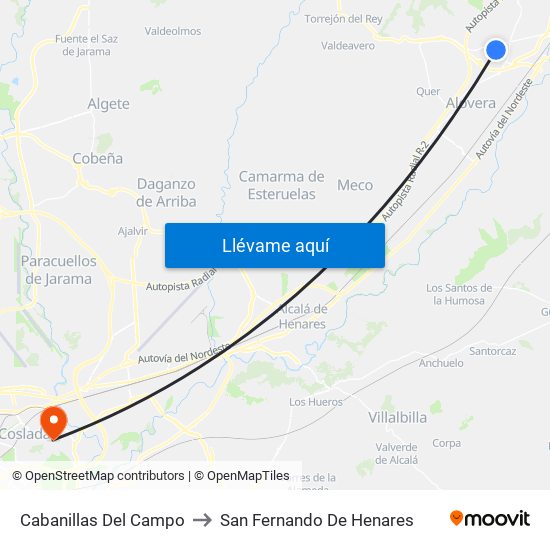 Cabanillas Del Campo to San Fernando De Henares map