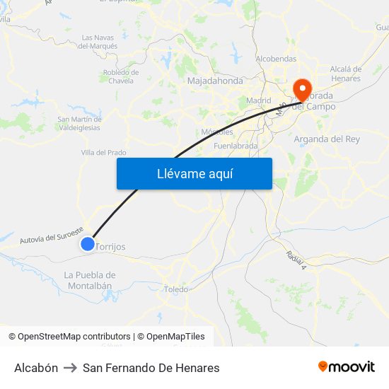 Alcabón to San Fernando De Henares map