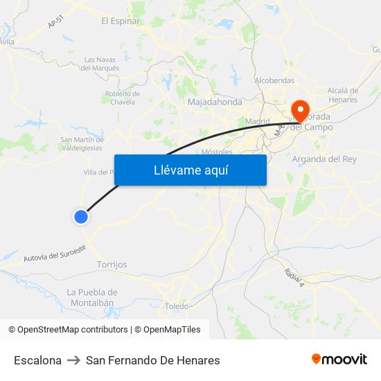 Escalona to San Fernando De Henares map