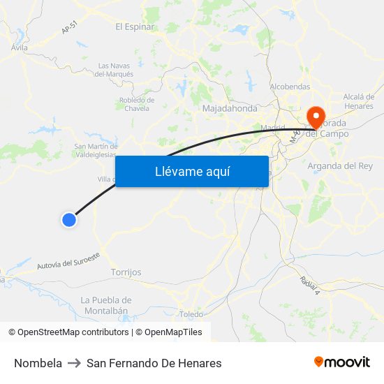 Nombela to San Fernando De Henares map