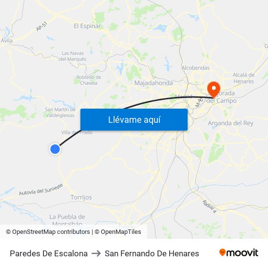 Paredes De Escalona to San Fernando De Henares map