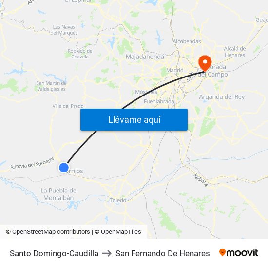 Santo Domingo-Caudilla to San Fernando De Henares map