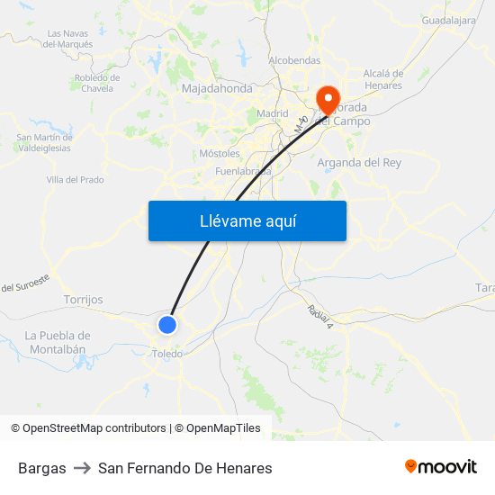 Bargas to San Fernando De Henares map