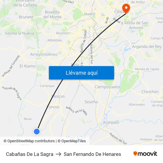 Cabañas De La Sagra to San Fernando De Henares map