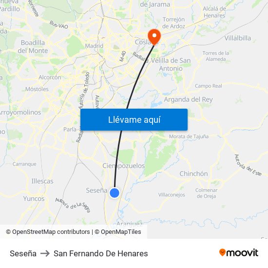 Seseña to San Fernando De Henares map