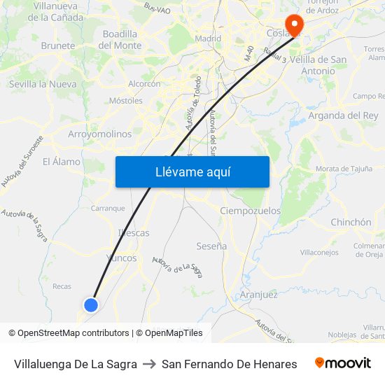 Villaluenga De La Sagra to San Fernando De Henares map