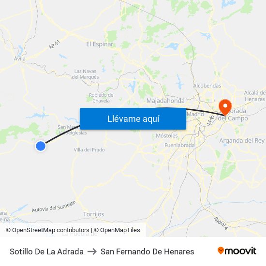 Sotillo De La Adrada to San Fernando De Henares map