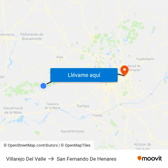 Villarejo Del Valle to San Fernando De Henares map
