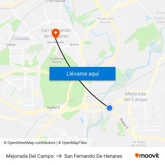 Mejorada Del Campo to San Fernando De Henares map
