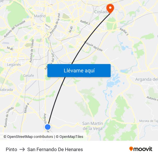 Pinto to San Fernando De Henares map
