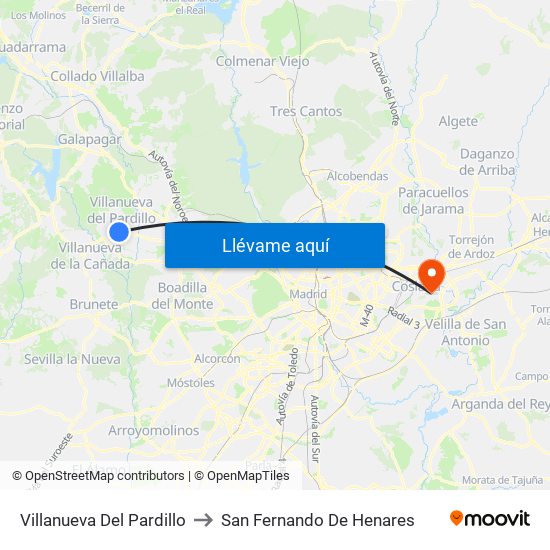 Villanueva Del Pardillo to San Fernando De Henares map