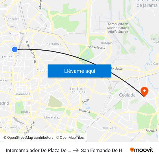 Intercambiador De Plaza De Castilla to San Fernando De Henares map