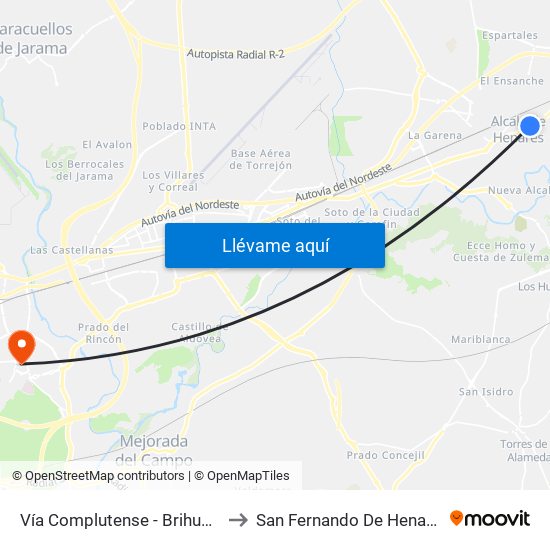 Vía Complutense - Brihuega to San Fernando De Henares map
