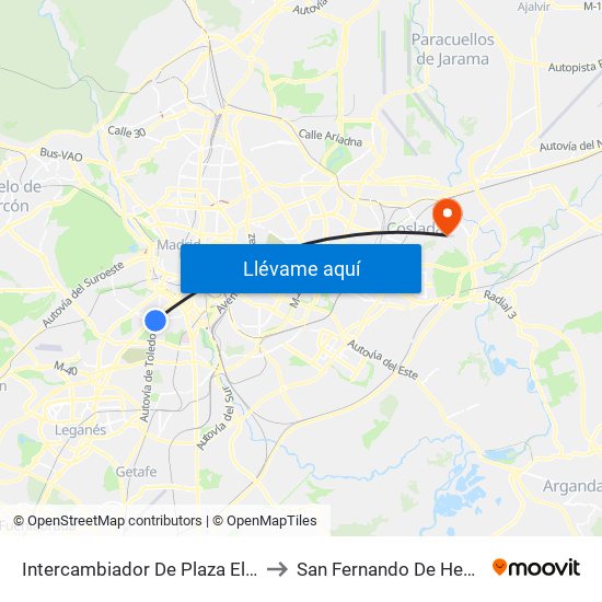 Intercambiador De Plaza Elíptica to San Fernando De Henares map