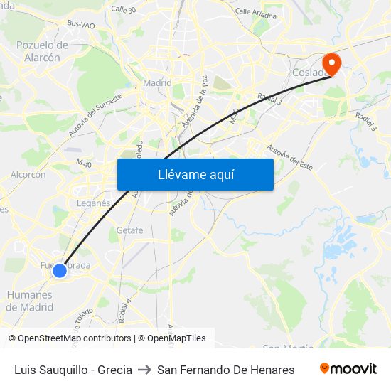 Luis Sauquillo - Grecia to San Fernando De Henares map