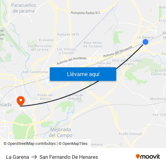 La Garena to San Fernando De Henares map