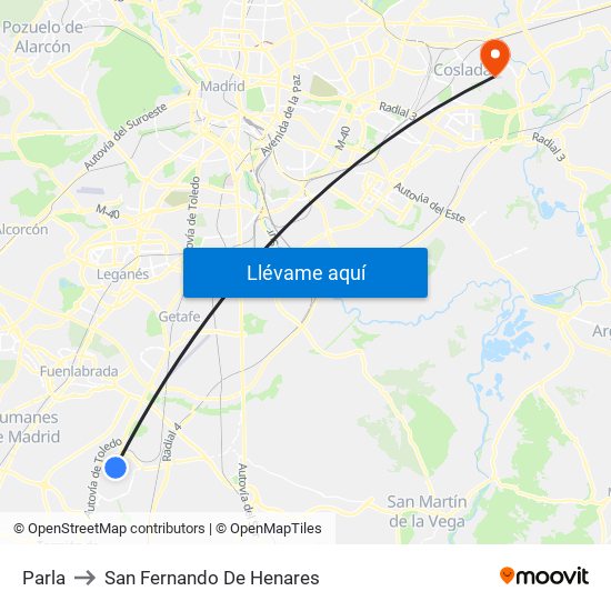 Parla to San Fernando De Henares map