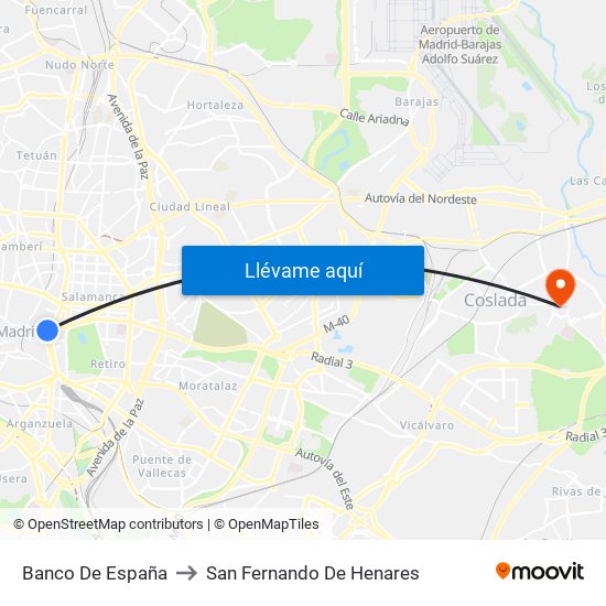 Banco De España to San Fernando De Henares map