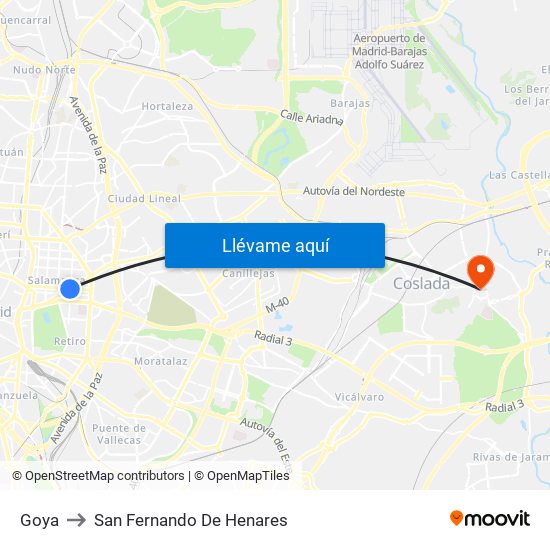Goya to San Fernando De Henares map