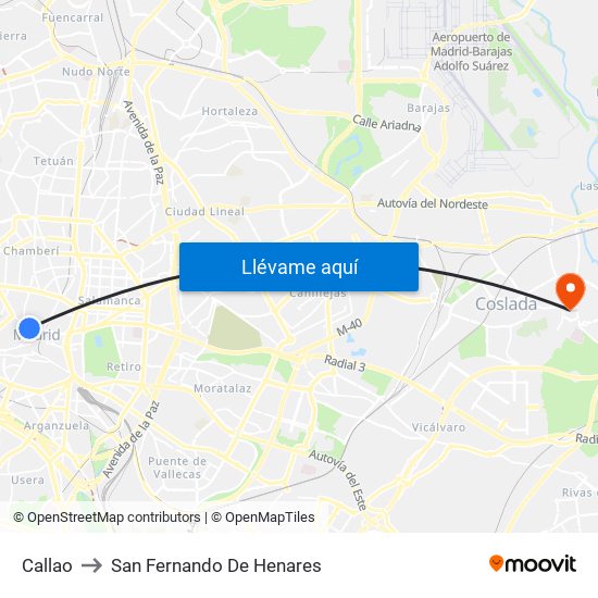 Callao to San Fernando De Henares map