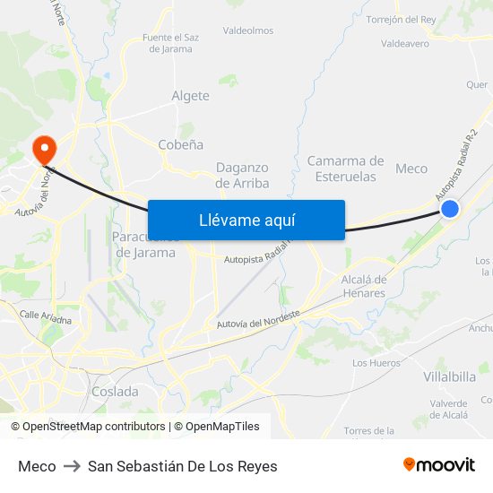 Meco to San Sebastián De Los Reyes map