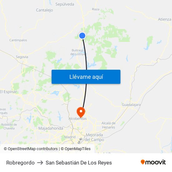 Robregordo to San Sebastián De Los Reyes map