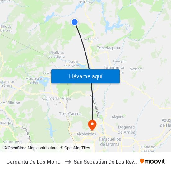 Garganta De Los Montes to San Sebastián De Los Reyes map