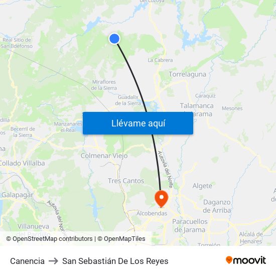 Canencia to San Sebastián De Los Reyes map