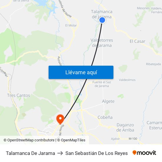 Talamanca De Jarama to San Sebastián De Los Reyes map