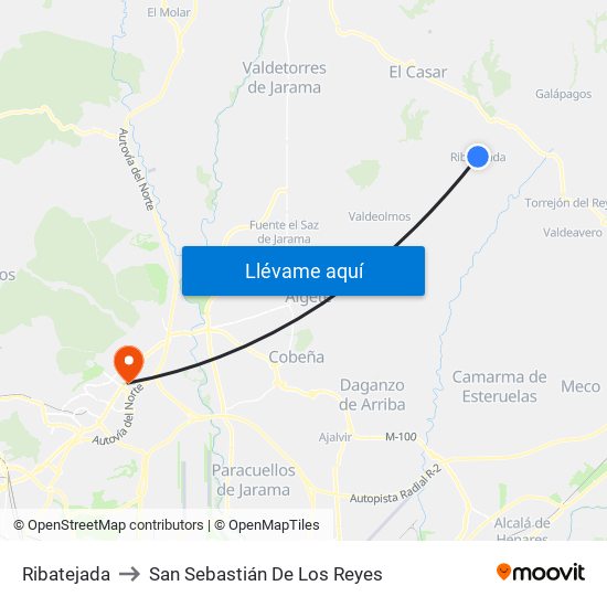 Ribatejada to San Sebastián De Los Reyes map