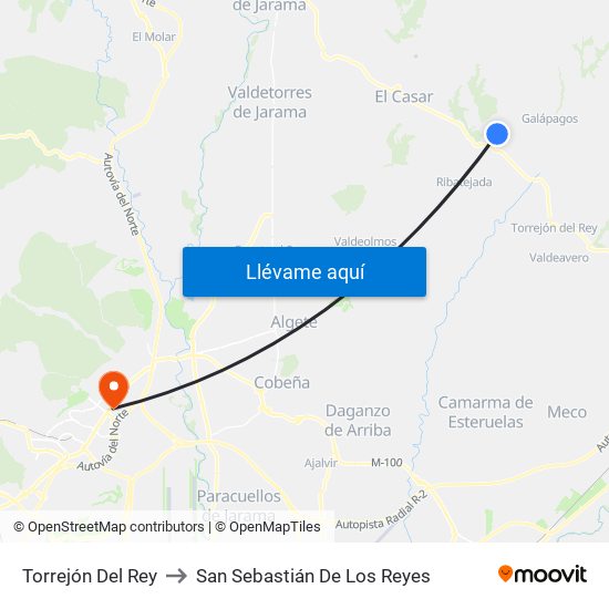 Torrejón Del Rey to San Sebastián De Los Reyes map