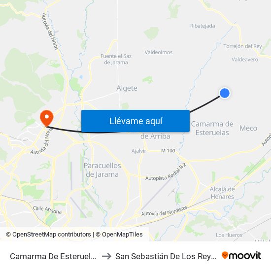 Camarma De Esteruelas to San Sebastián De Los Reyes map
