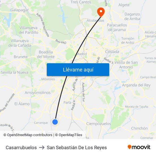 Casarrubuelos to San Sebastián De Los Reyes map