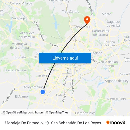 Moraleja De Enmedio to San Sebastián De Los Reyes map