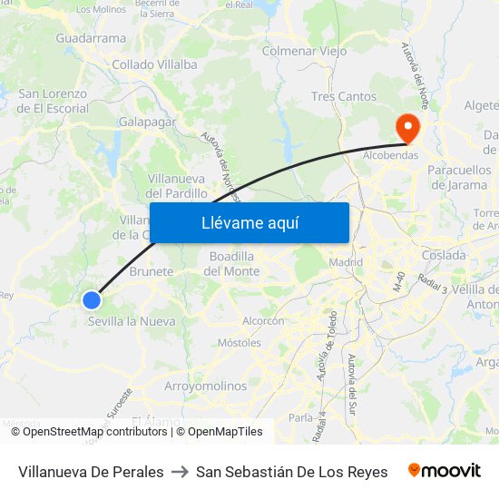 Villanueva De Perales to San Sebastián De Los Reyes map