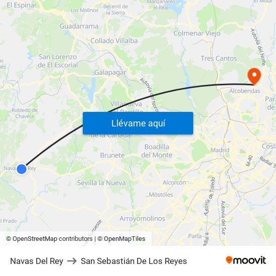 Navas Del Rey to San Sebastián De Los Reyes map