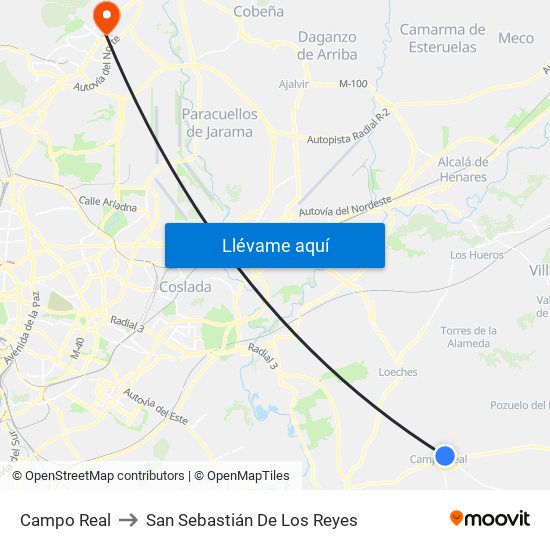 Campo Real to San Sebastián De Los Reyes map