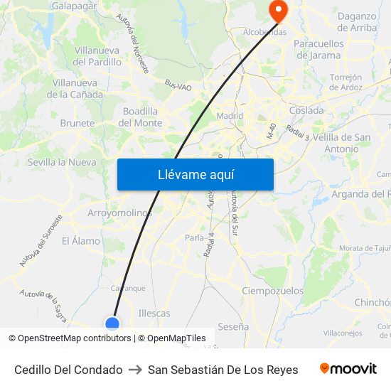 Cedillo Del Condado to San Sebastián De Los Reyes map