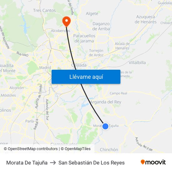 Morata De Tajuña to San Sebastián De Los Reyes map