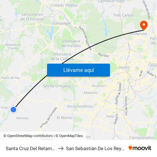 Santa Cruz Del Retamar to San Sebastián De Los Reyes map