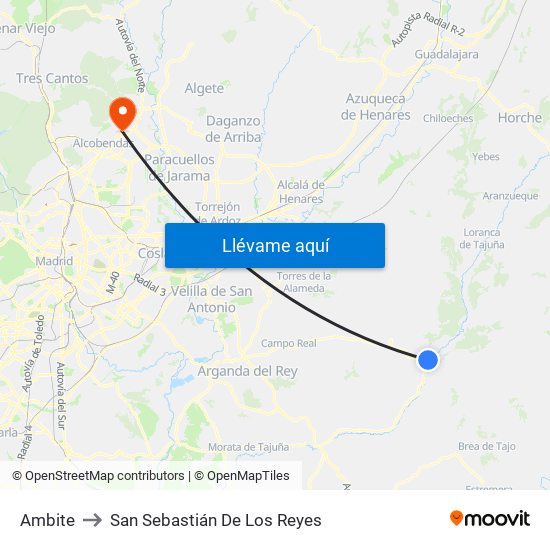 Ambite to San Sebastián De Los Reyes map