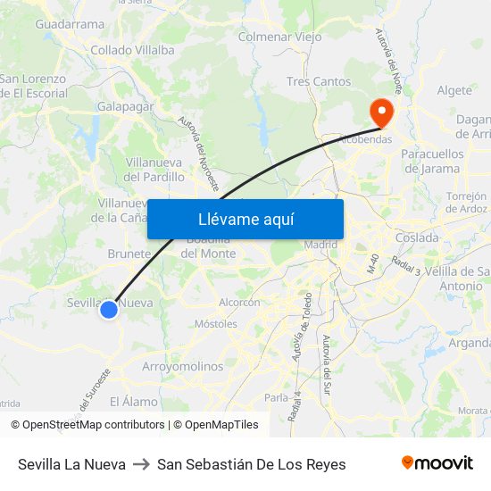 Sevilla La Nueva to San Sebastián De Los Reyes map