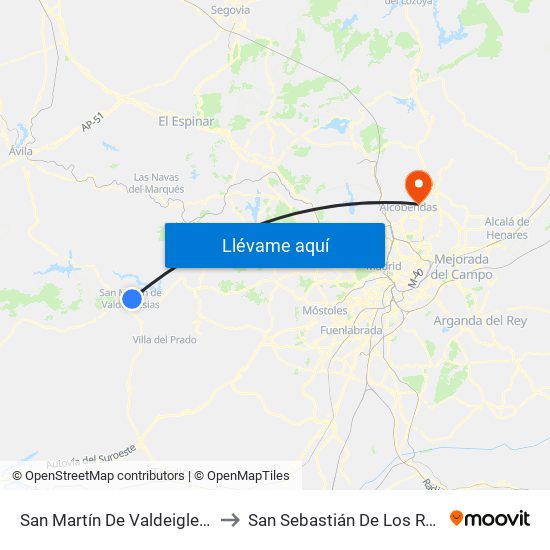 San Martín De Valdeiglesias to San Sebastián De Los Reyes map