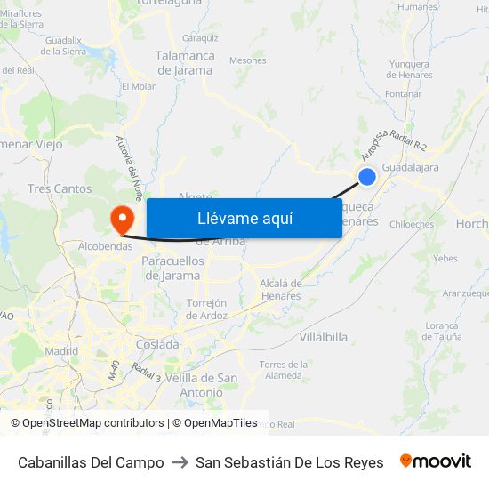 Cabanillas Del Campo to San Sebastián De Los Reyes map