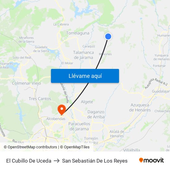 El Cubillo De Uceda to San Sebastián De Los Reyes map